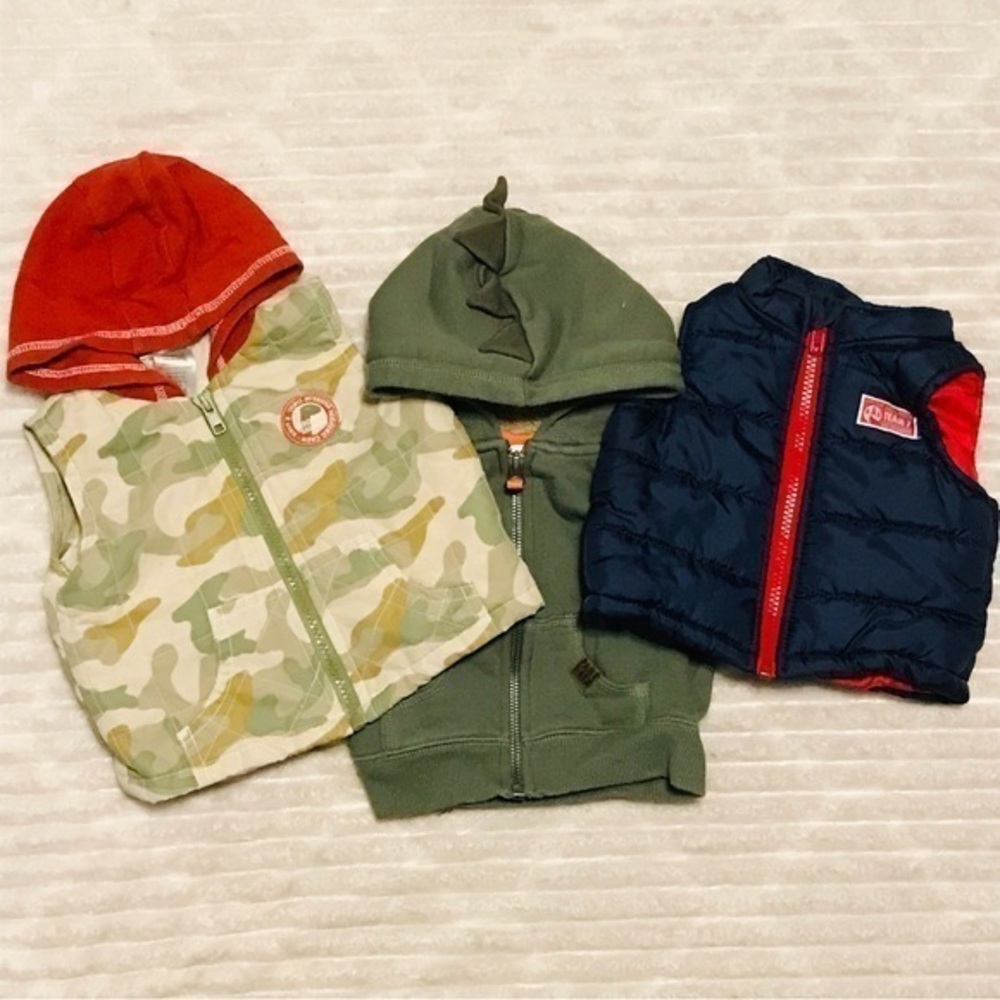 Lot Baby Boys Hoodies Puffer vest Jackets Size 0-3 months 3 Month carters bundle